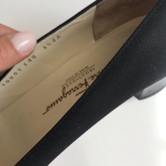 Salvatore Ferragamo | Black Square Toe Pumps 9.5 - Picture 6 of 8
